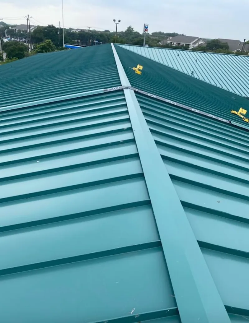 Green commercial metal roof ridge and valley for Metal Roof Repair in Conewago